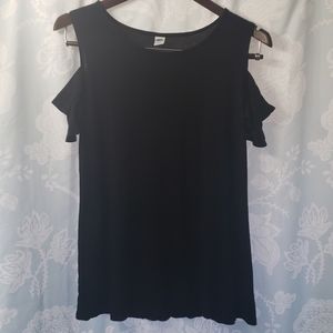 Old Navy Black Cold Shoulder Top Medium